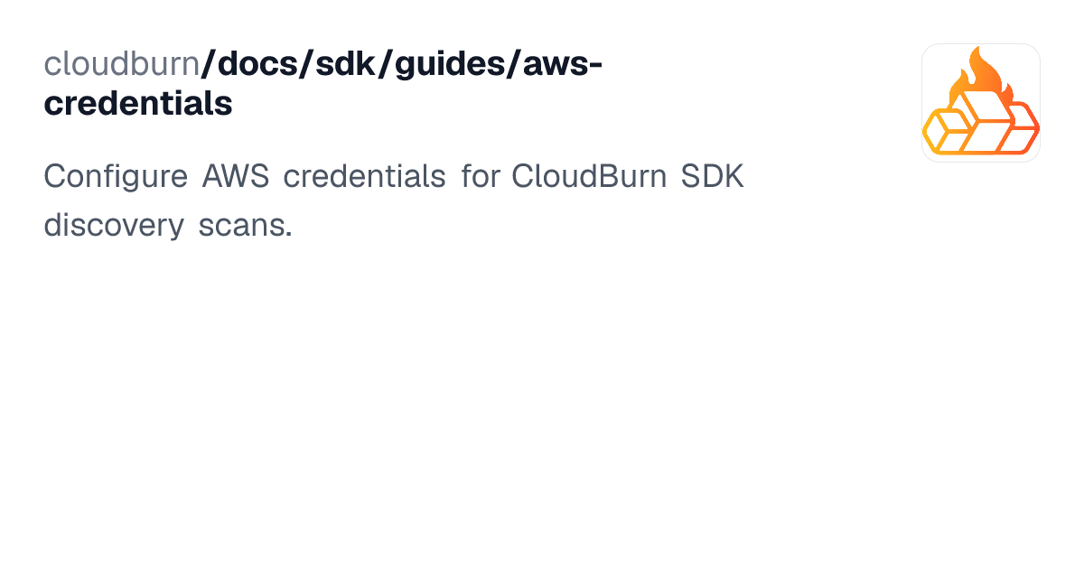AWS Credentials | CloudBurn SDK